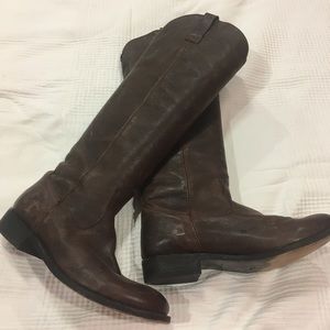 Brown leather knee-high boots. 8.5